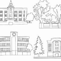 Плоский Стиль 2D анимации, стиль карандаш, изображение показывающих разрушенные здания и объекты инфраструктуры (школы, больницы и т.д.), а также людей находящихся в бедствии и нуждающихся в гуманитарной помощи.